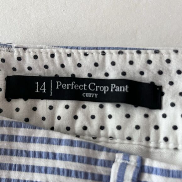 NWT Talbots Pants Womens 14 Blue White Seersucker Perfect Crop Striped Ankle - Picture 5 of 15